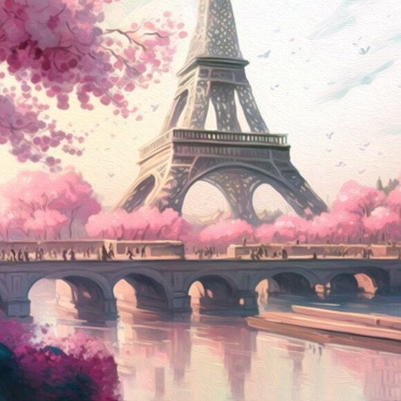 20x30 Paris‎ Eiffel Tower Floral Fantasy Watercolor Oil Painting Art Poster - Picture 4 of 7